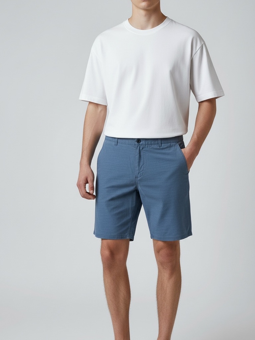 Men's Casual Flat-Front Shorts - Steel Blue